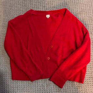 Boxy red cardigan